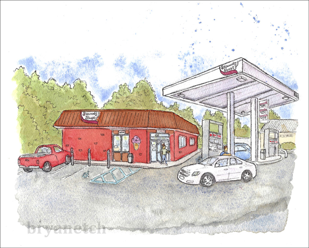Stewart's Shops Watercolor Painting